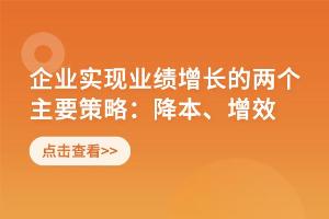 企业实现业绩增长的两个主要策略：降本、增效