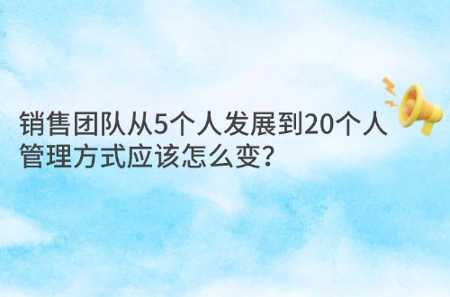 销售团队从5个人发展到20个人，管理方式应该怎么变？